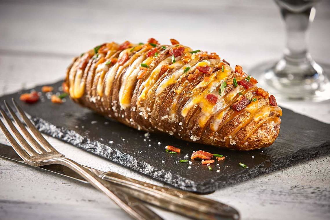 Cheesy Hasselback Russet Potato